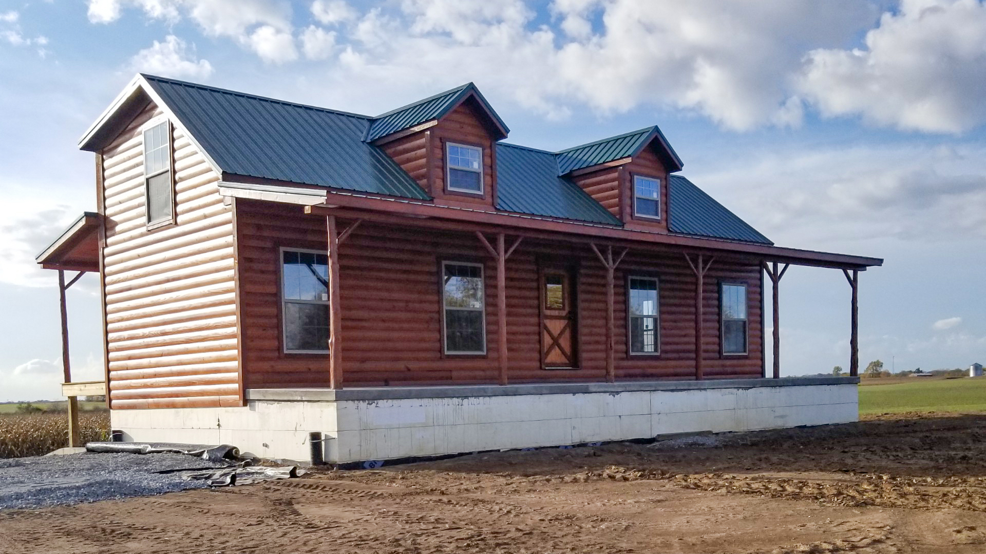 Front of new 2 story cabin