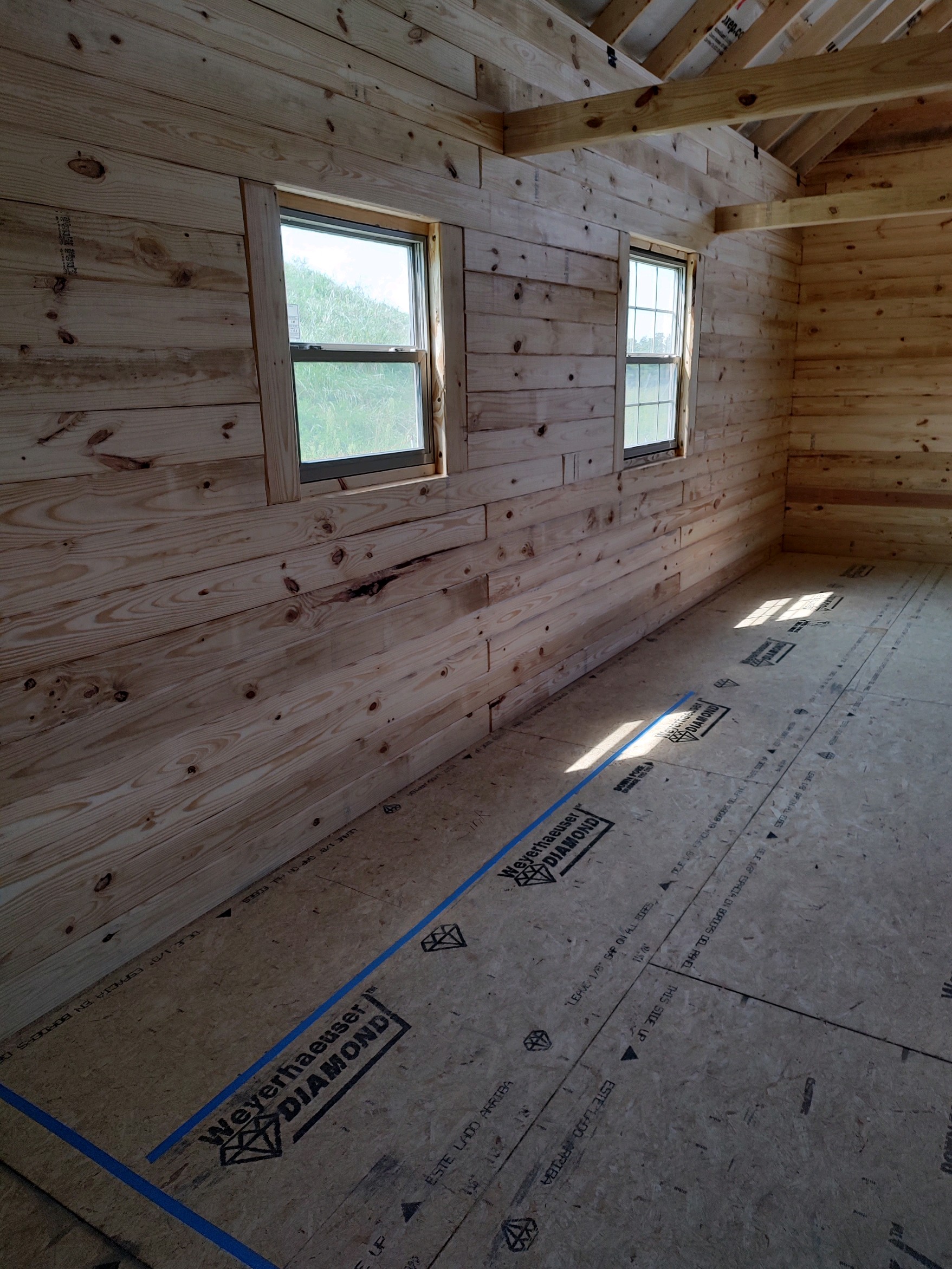 Cabin inside two windows