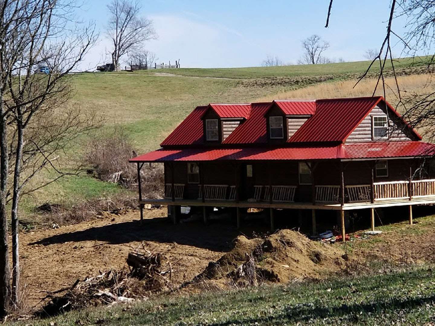 Cabin in field