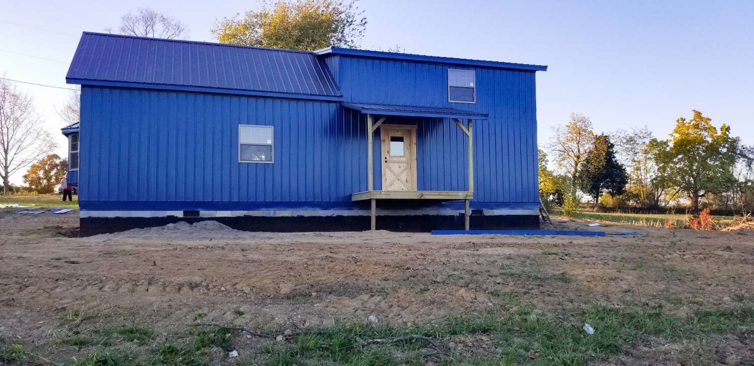 Full View of the Back of the Blue House