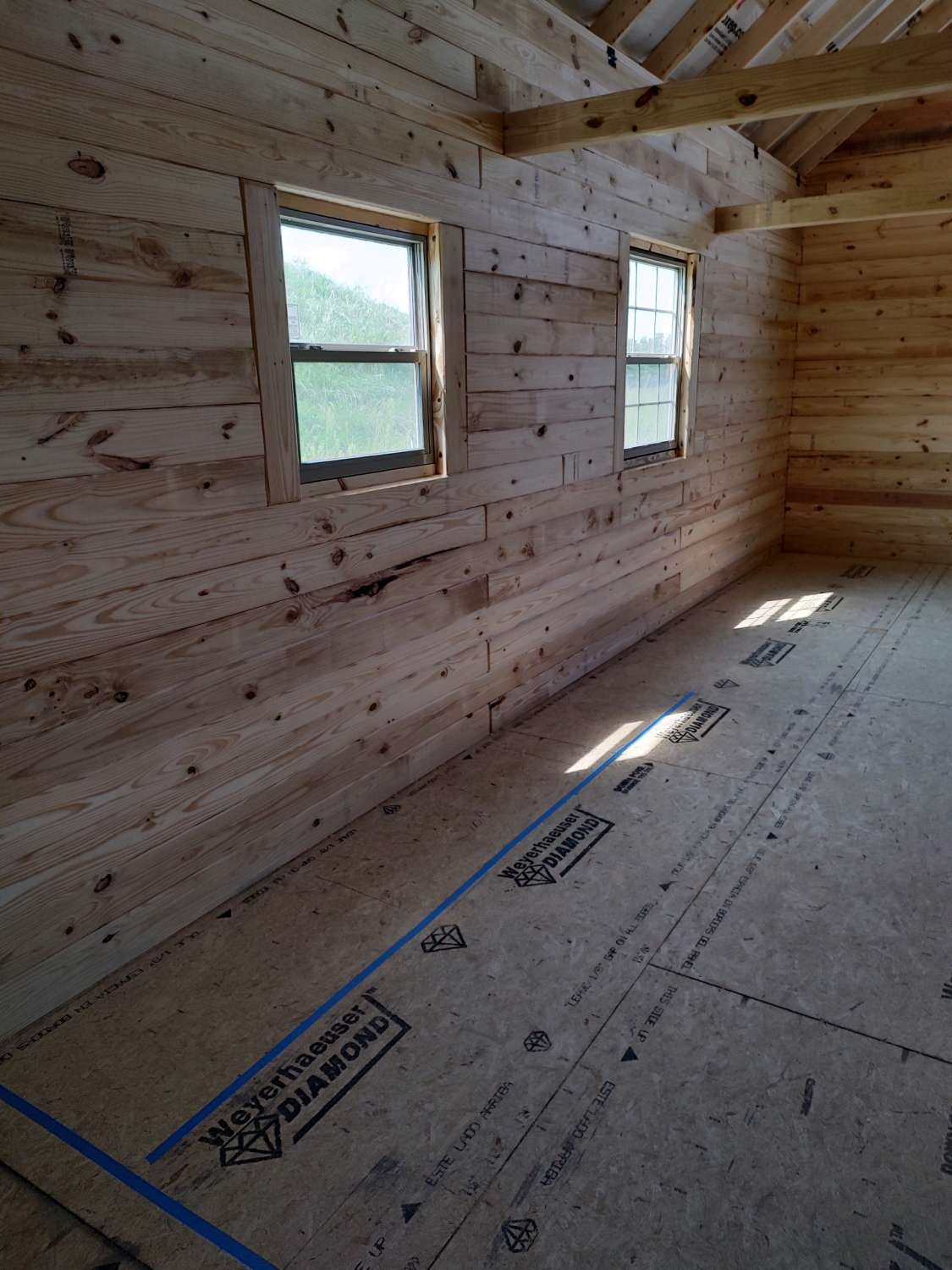 Cabin inside two windows